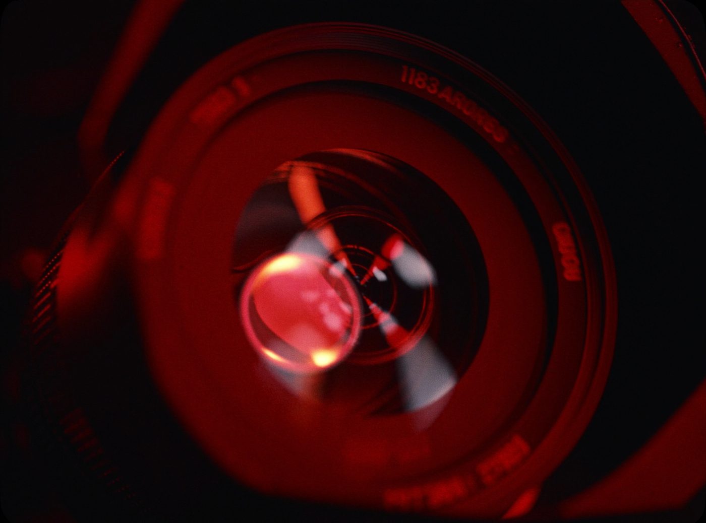 Design and identity — lens macro in red light